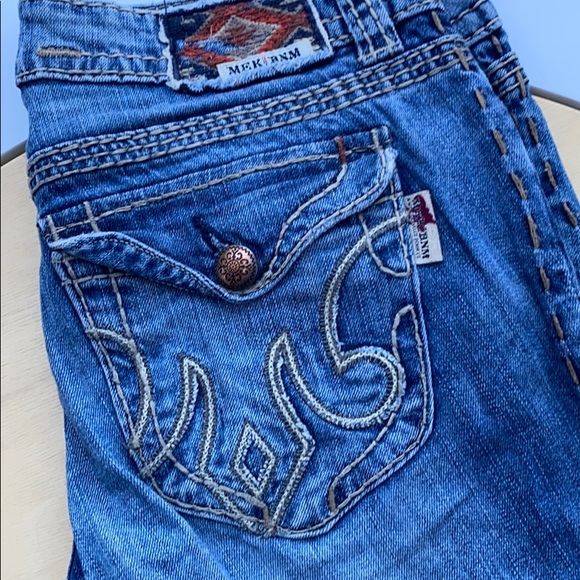 MEK DNM USA slim boot distressed embroidered jean - Picture 2 of 7